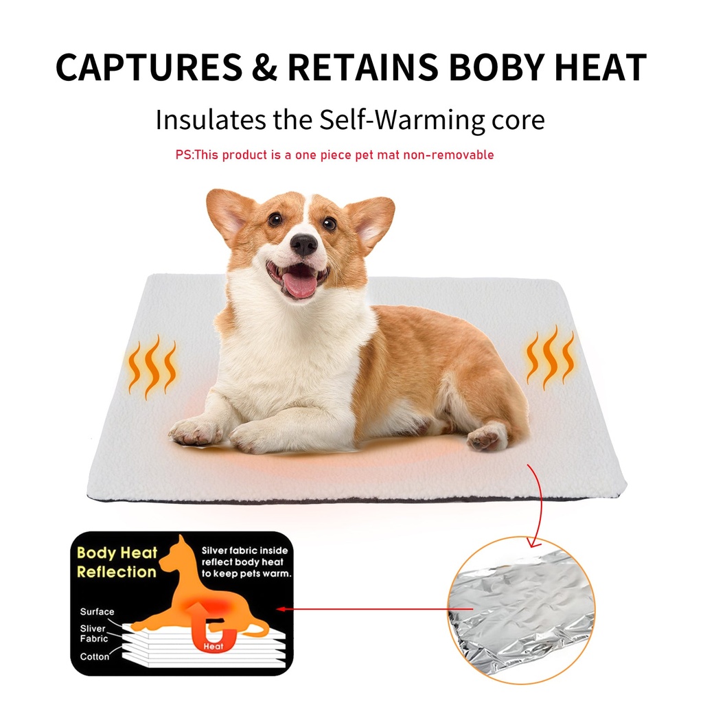 Warm Pet Heating Mat Cozy Winter Bed Self Warming Pad For Indoor Cats Comfortable Cushion Mat For Small Pets