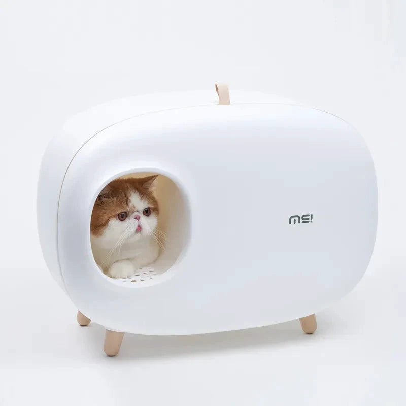 [14:1052#White;200007763:201336100] Makesure Bac À Litière Chat Plastique Durable Fermé Limité (White)