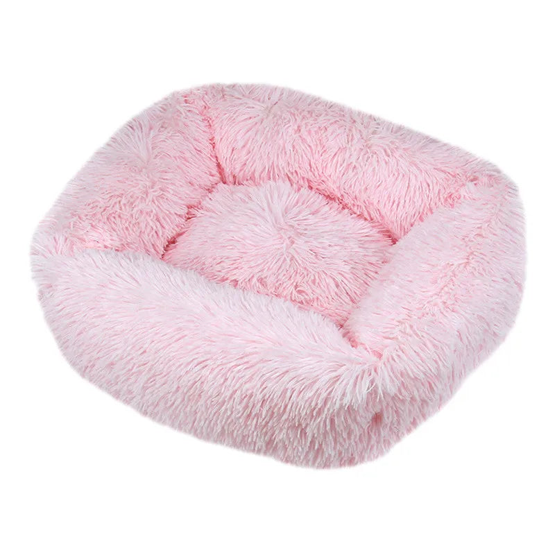 [14:691#Light Pink;5:361386#M(66cmX55cm)] Lit pour chien carré – Peluche lavable (Black, M(66cmX55cm))